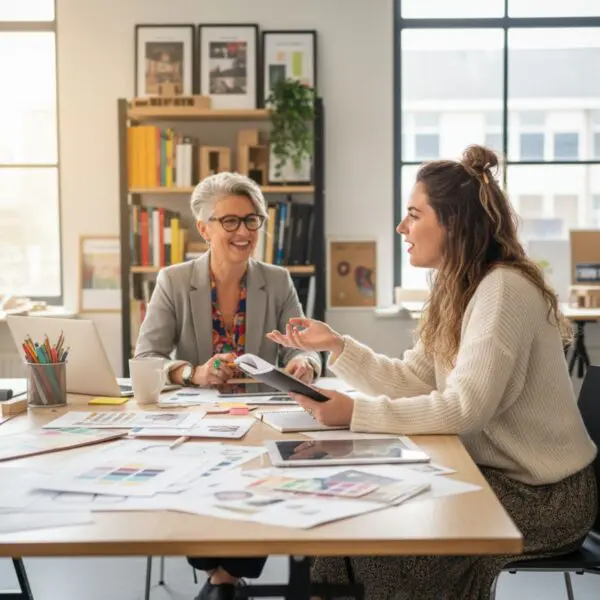 Begeleidingsgesprek docent en student klaslokaal