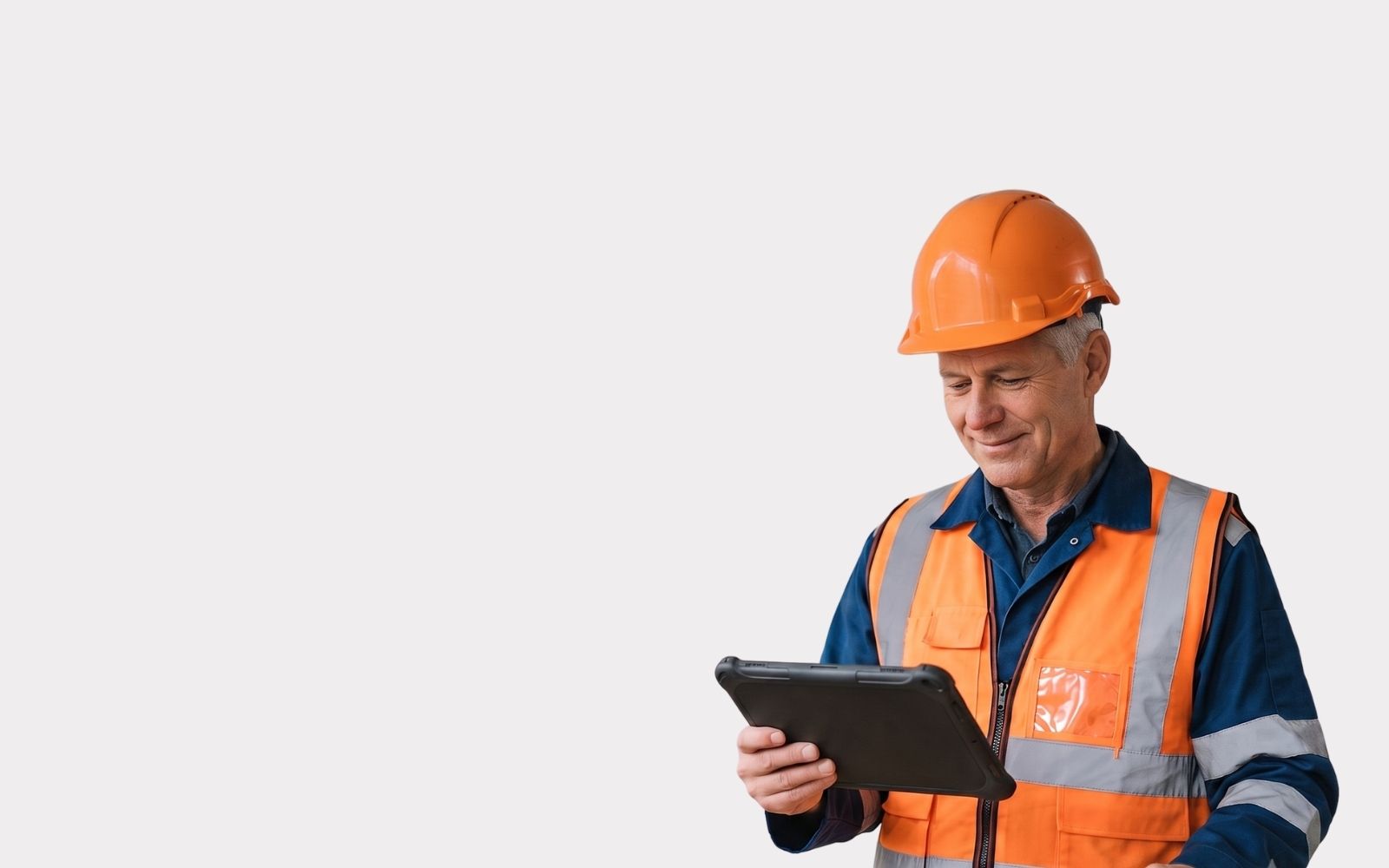 BPV-begeleider bouw met tablet