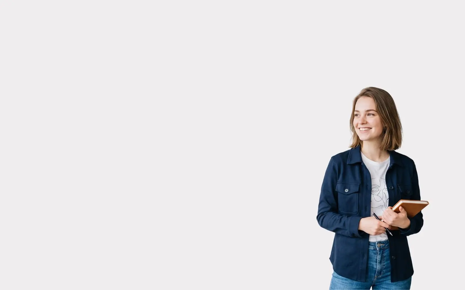Student kijkt naar links